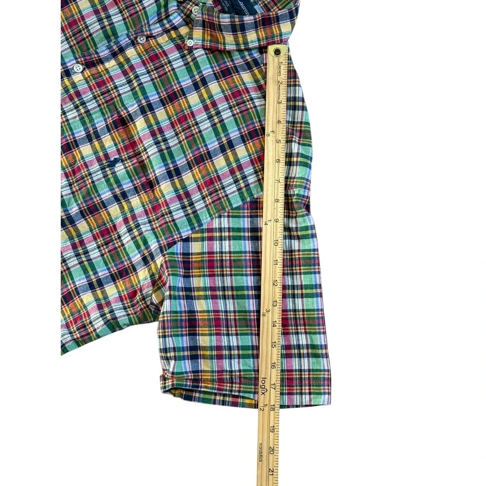 Polo Ralph Lauren Mens XL Blake Plaid Short Sleeve Button Down Shirt Multi Color